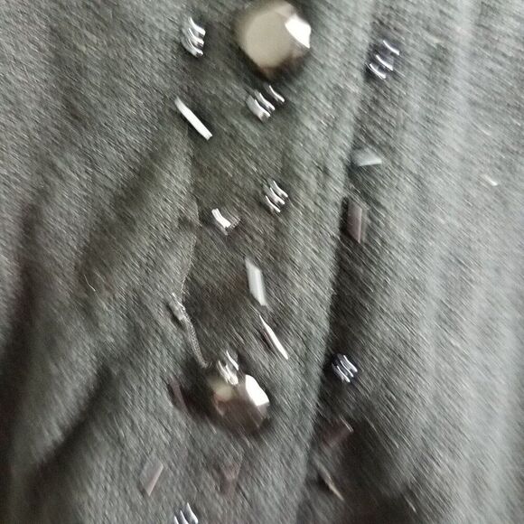 Kathie Lee Collection S Elegant Cardigan Black Beaded Sweater Size Small Stretch - Picture 6 of 15